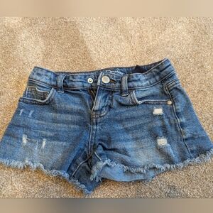 Girl's Distressed Jean Denim Shorts Size 6-7 By Art Class Adjustable Waist